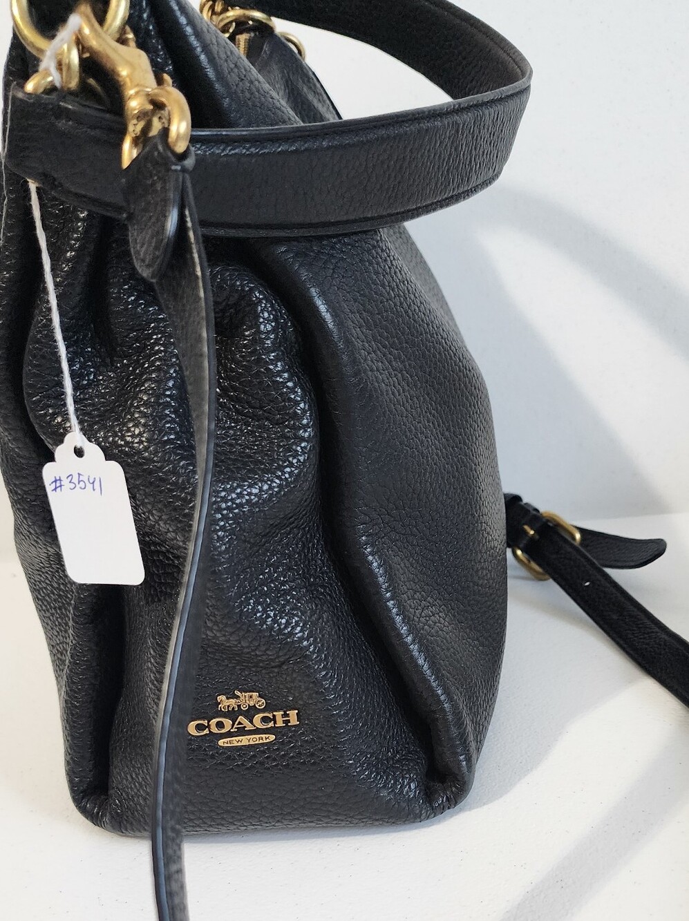 Coach Black Pebbled Leather Hobo with Gold-Tone Accents - Picture 2 of 8